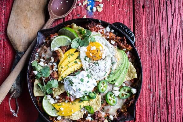 Carnitas Chilaquiles with Whipped Jalapeño Cream | halfbakedharvest.com @hbharvest
