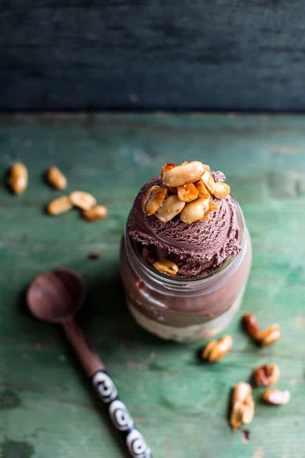 Chocolate Peanut Butter Bubble Panna Cotta with Honey Roasted Peanuts | halfbakedharvest.com @hbharvest