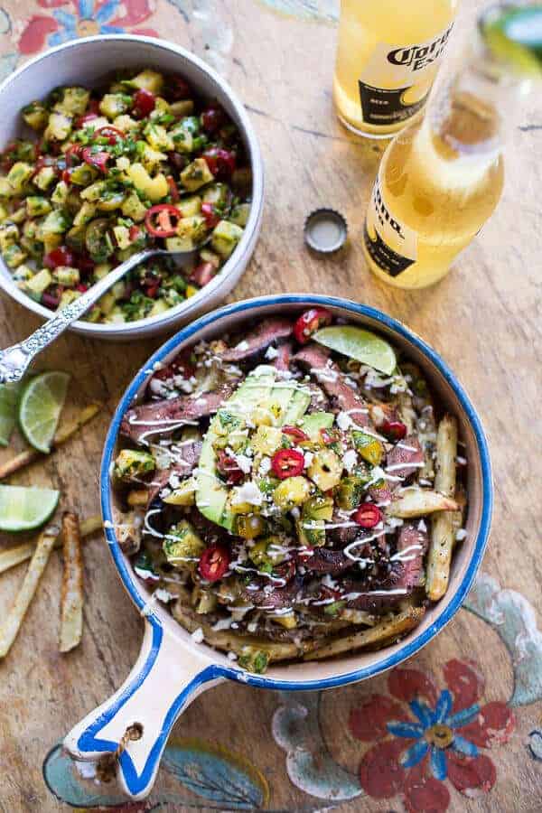 Hawaiian Carne Asada Fries with Pineapple Pico De Gallo | halfbakedharvest.com @hbharvest