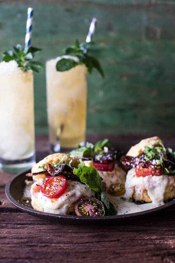 Kentucky Hot Brown Sandwiches on Jalapeño Cornbread Biscuits with Honey Bourbon Bacon Kentucky | halfbakedharvest.com @hbharvest