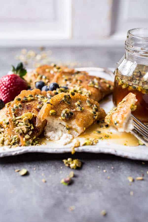 Lemon Ricotta Stuffed Syrian Pancakes with Lavender Passionfruit Syrup | halfbakedharvest.com @hbharvest