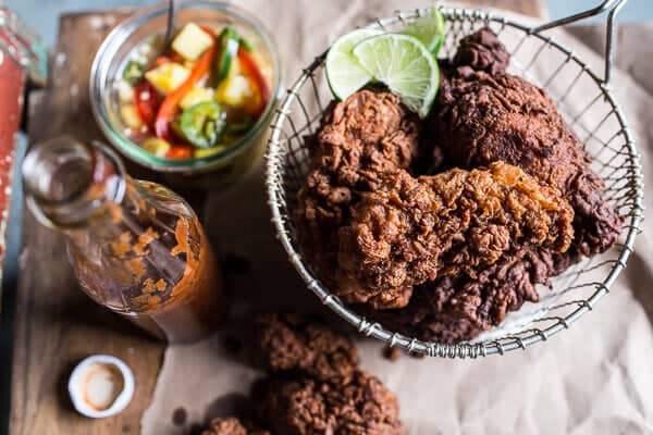 Almond Buttermilk Jamaican Fried Chicken with Rum-Pickled Pineapple Slaw | halfbakedharvest.com @hbharvest