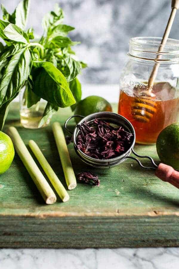 Hibiscus, lemongrass, Basil and Honey Sweet Iced Tea | halfbakedharvest.com @hbharvest