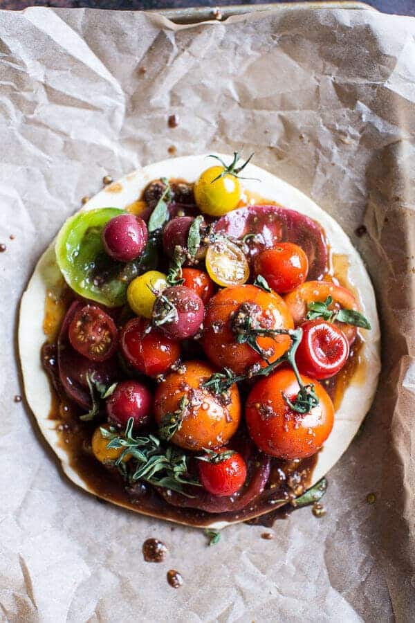 Quick Balsamic Fig Roasted Tomato and Burrata Cheese Tarts | halfbakedharvest.com @hbharvest