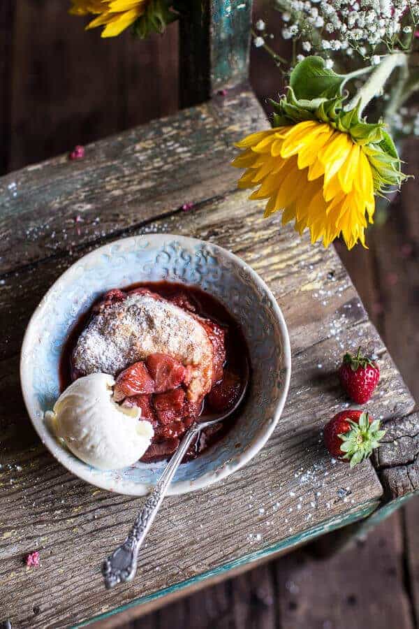Skillet Strawberry Cobbler with Cream Cheese Swirled Biscuits | halfbakedharvest.com @hbharvest