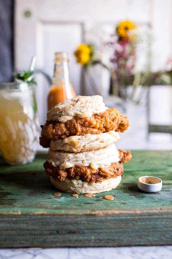 Buttermilk Chicken Biscuit with Habanero Peach Hot Sauce + Honey Butter | halfbakedharvest.com @hbharvest
