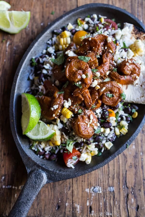 Chipotle Enchilada Shrimp with Rice and Beans | halfbakedharvest.com @hbharvest