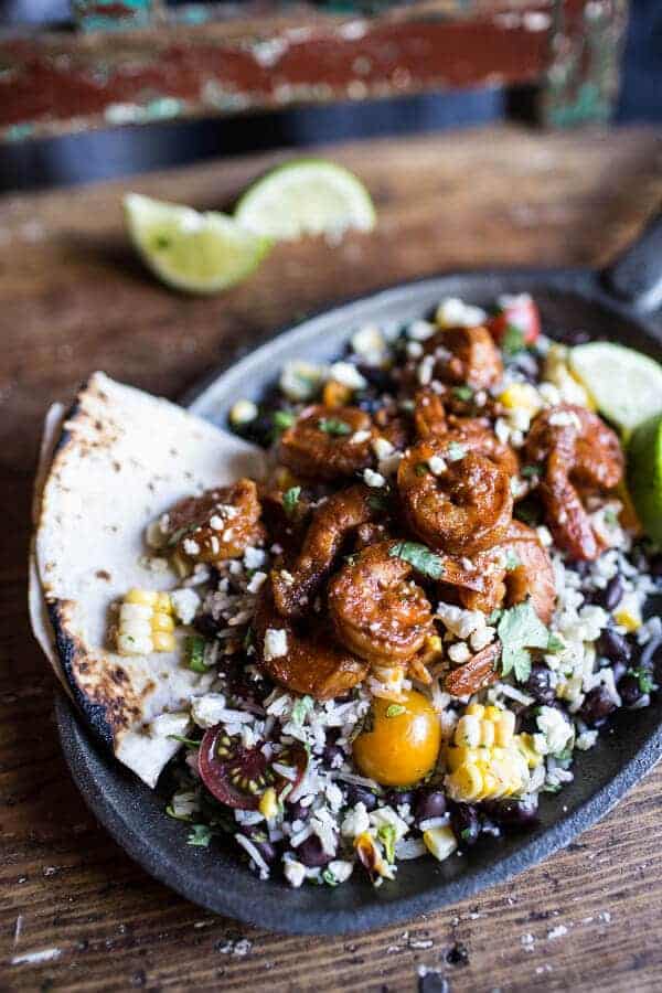 Chipotle Enchilada Shrimp with Rice and Beans | halfbakedharvest.com @hbharvest
