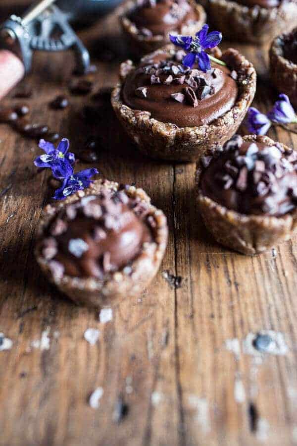 Mini Vegan No-Bake Chocolate Mocha Fudge and Coconut Tarts | halfbakedharvest.com @hbharvest