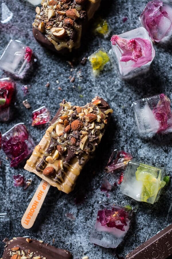 Salted Chocolate Dipped Banana Almond Pops with Malted Coconut Honey | halfbakedharvest.com @hbharvest