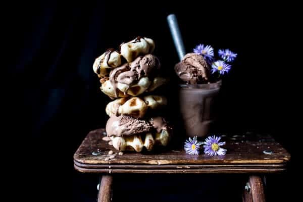 Chocolate Chip Cookie Dough Stuffed Waffle and Chocolate Ice Cream Sandwiches | halfbakedharvest.com @hbharvest