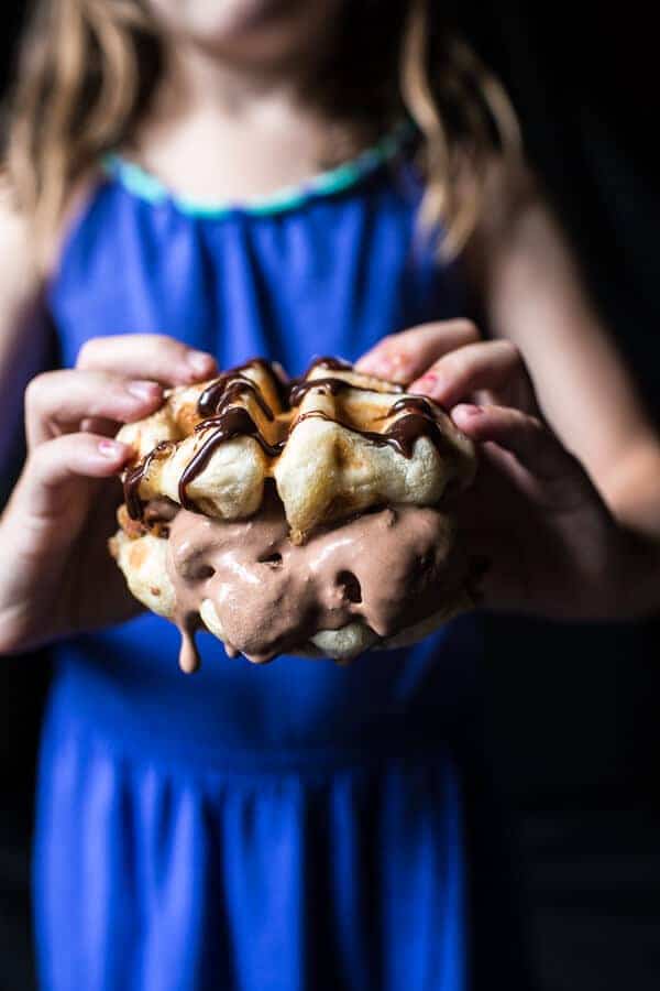 Chocolate Chip Cookie Dough Stuffed Waffle and Chocolate Ice Cream Sandwiches | halfbakedharvest.com @hbharvest