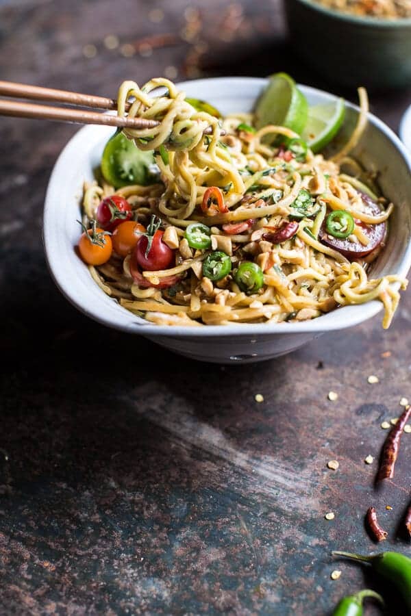 Firey Szechuan Peanut and Chili Zucchini Noodles | halfbakedharvest.com @hbharvest