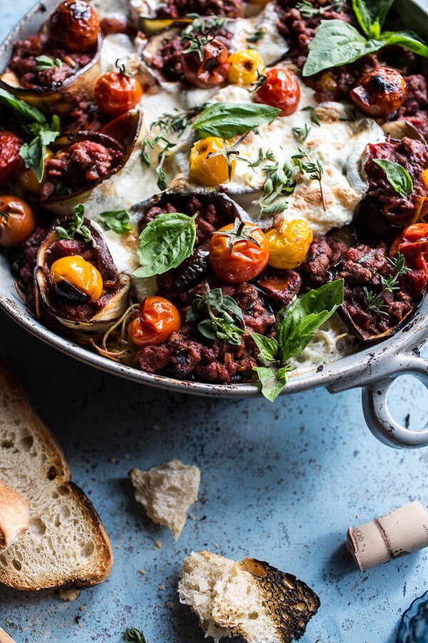 Italian Turkey and Tomato Basil Eggplant Roll Pasta Bake | halfbakedharvest.com @hbharvest