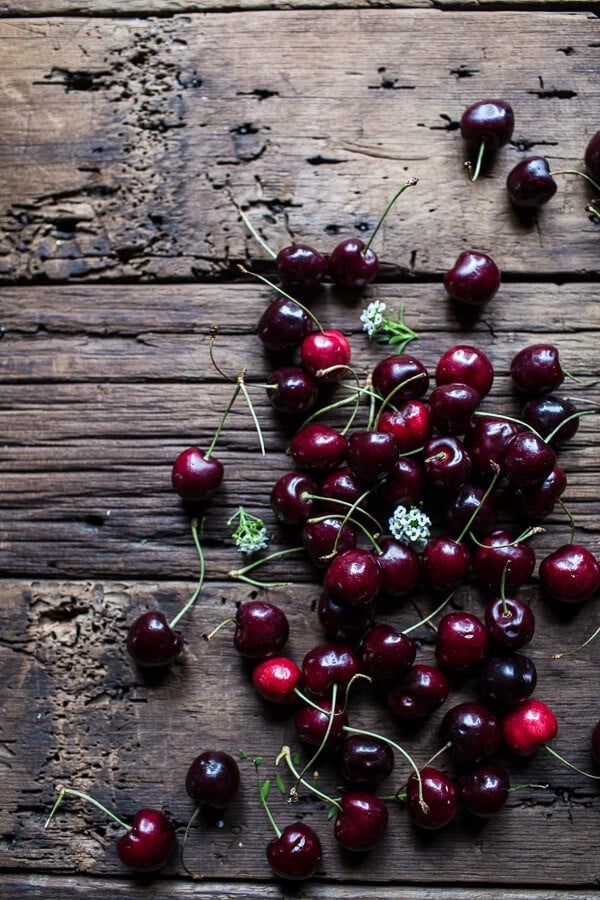 Smoked Ancho Chile Salted Steaks with Drunken Burst Sweet Cherries + Burrata | @hbharvest