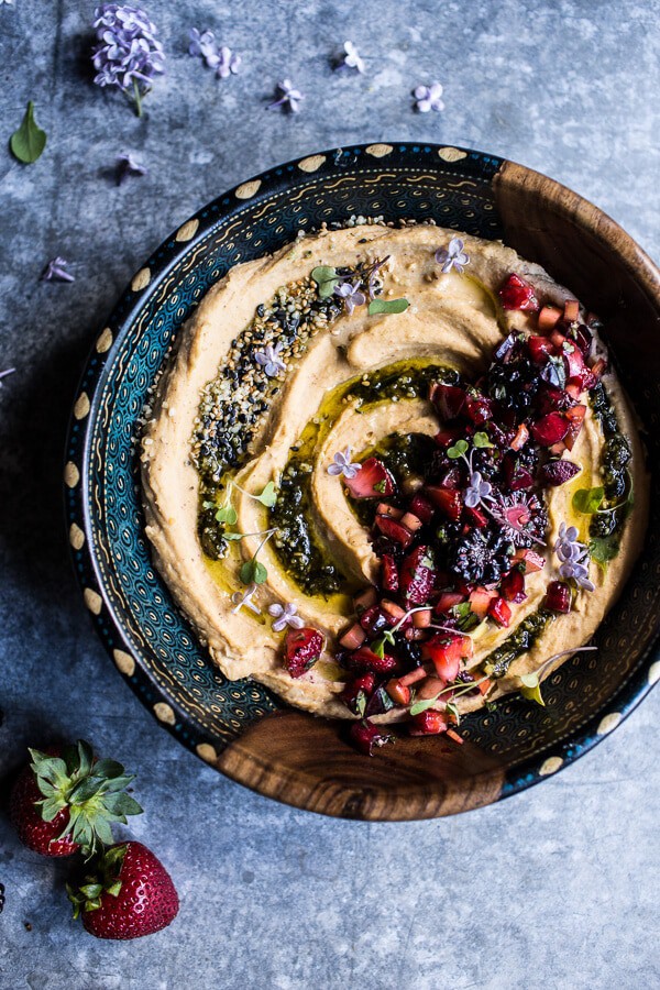 Summer Fruit Salsa and Pesto Hummus | halfbakedharvest.com @hbharvest
