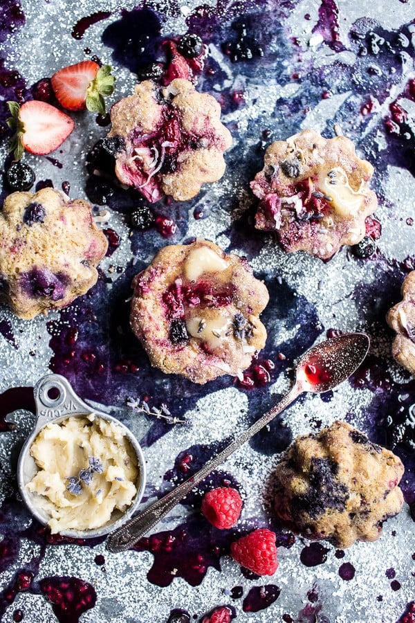 Baked Mixed Berry Coconut Cornbread Muffins | halfbakedharvest.com @hbharvest