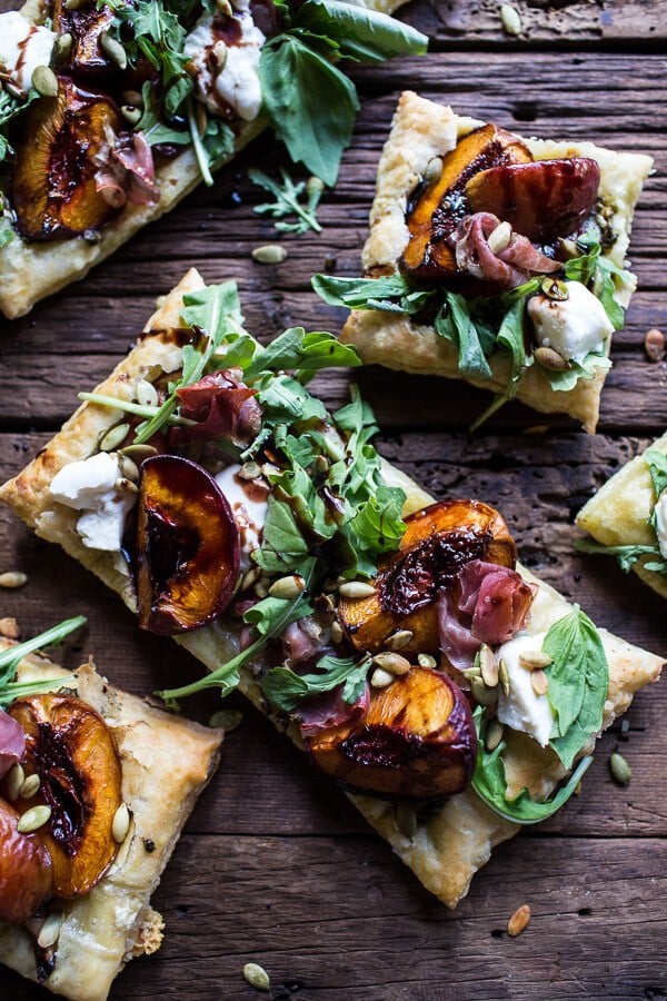 Balsamic Roasted Peach, Basil Chicken and Prosciutto Tarts | halfbakedharvest.com @hbharvest