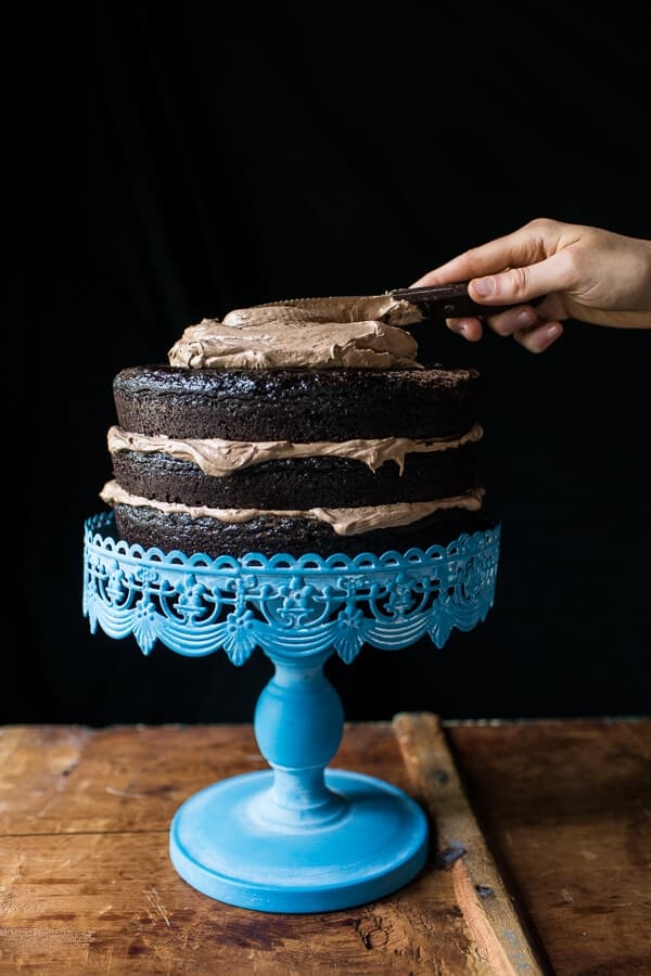 Chocolate Bourbon Caramel Macaron Cake| halfbakedharvest.com @hbharvest