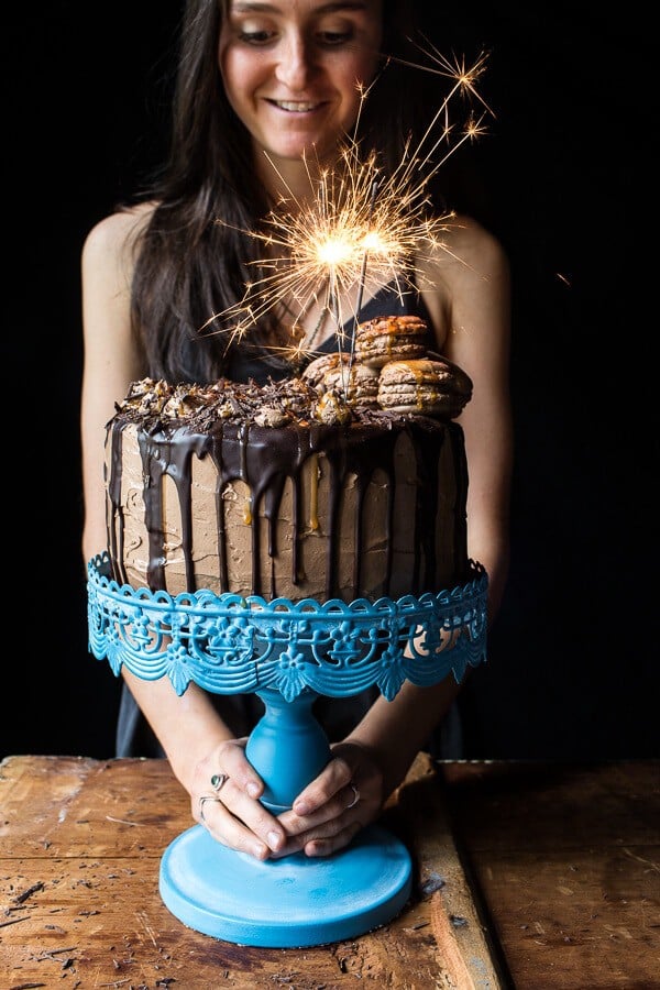 Chocolate Bourbon Caramel Macaron Cake…to Celebrate my little (kind of BIG) Secret!!| halfbakedharvest.com @hbharvest