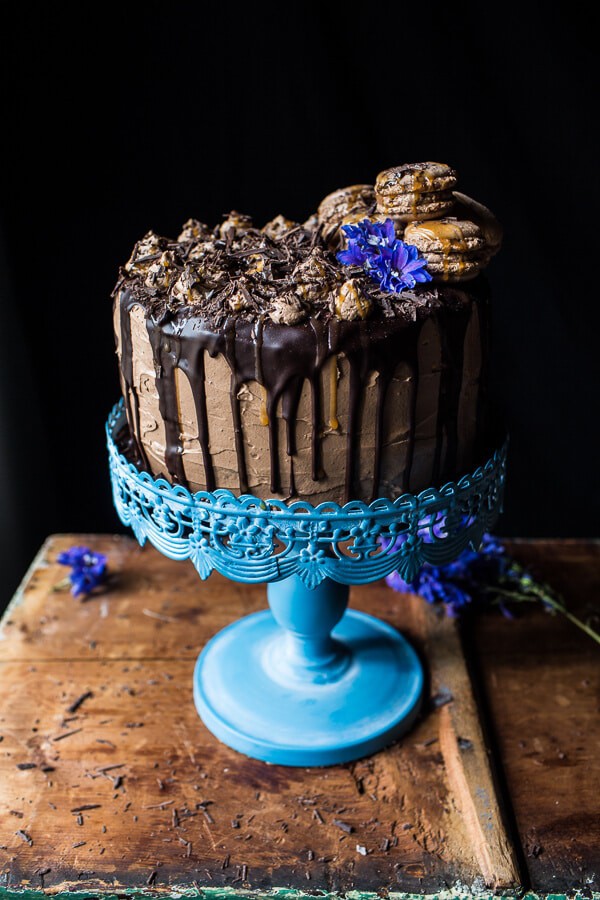Chocolate Bourbon Caramel Macaron Cake| halfbakedharvest.com @hbharvest