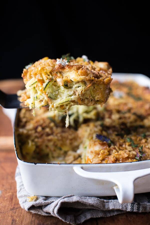 One Pan Healthier Chicken and Zucchini Noodle Casserole | halfbakedharvest.com @hbharvest