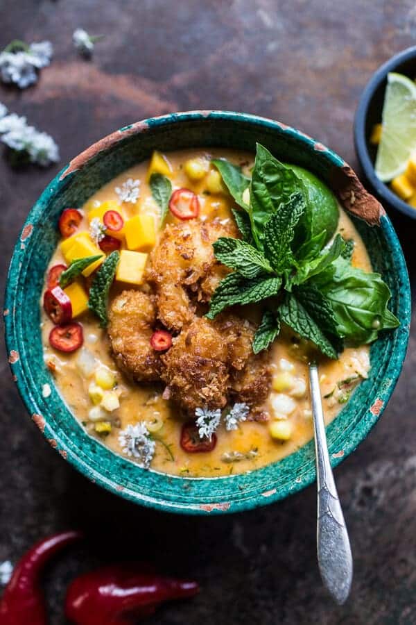 Thai Chile Corn Chowder with Coconut Fried Shrimp | halfbakedharvest.com @hbharvest