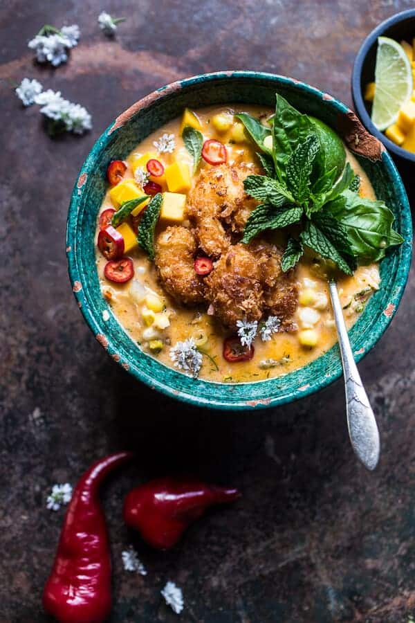 Thai Chile Corn Chowder with Coconut Fried Shrimp | halfbakedharvest.com @hbharvest
