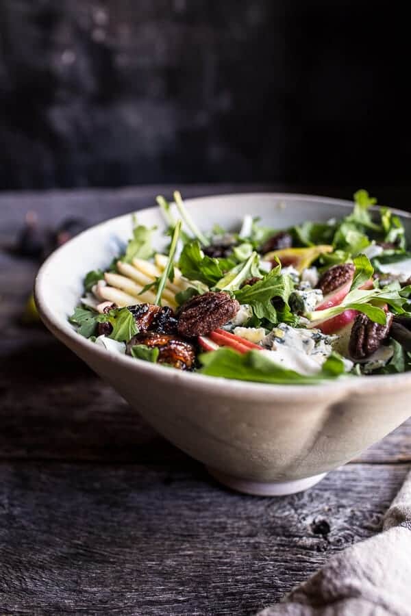 Bacon Wrapped Fig and Honeycrisp Apple Salad with Salted Caramel Pecans | halfbakedharvest.com @hbharvest