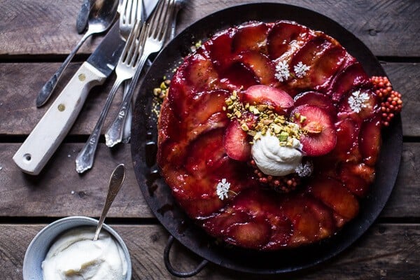 Brown Butter Plum Up-Side Down Yogurt Cake with Pistachios | halfbakedharvest.com @hbharvest