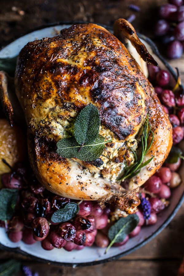 Fall Harvest Cider Roasted Chicken with Walnut Goat Cheese + Grapes | halfbakedharvest.com @hbharvest