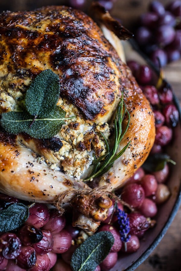Fall Harvest Cider Roasted Chicken with Walnut Goat Cheese + Grapes | halfbakedharvest.com @hbharvest