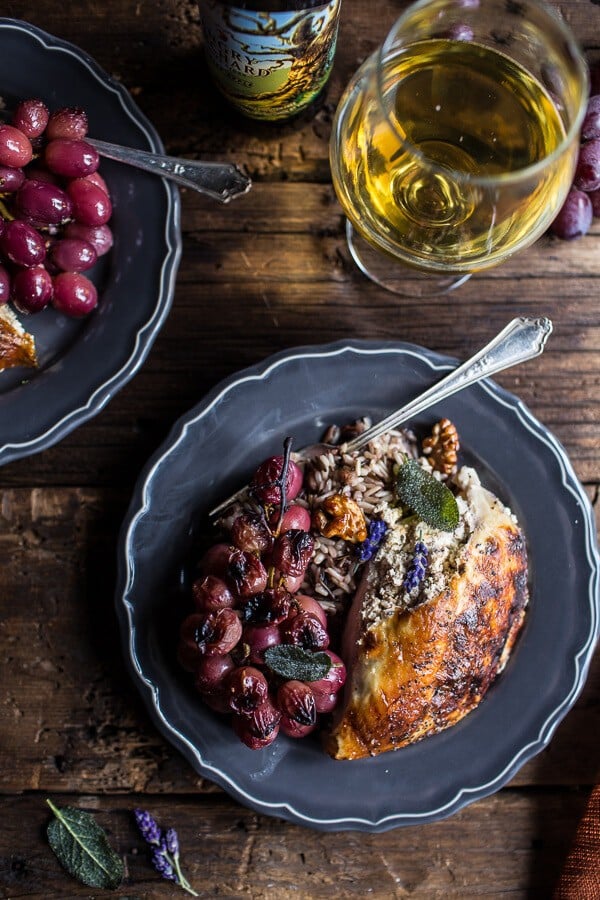 Fall Harvest Cider Roasted Chicken with Walnut Goat Cheese + Grapes | halfbakedharvest.com @hbharvest