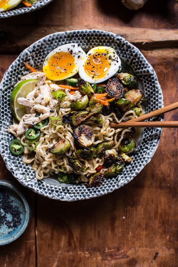 30 Minute Chicken Ramen with Miso Roasted Brussels Sprouts + Ginger Butter | halfbakedharvest.com @hbharvest