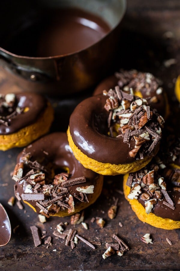 Baked Buttermilk Pumpkin Doughnuts with Hot Cocoa Glaze | halfbakedharvest.com @hbharvest