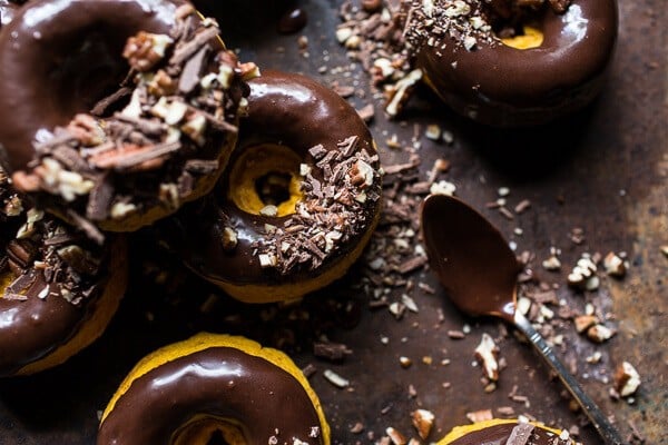 Baked Buttermilk Pumpkin Doughnuts with Hot Cocoa Glaze | halfbakedharvest.com @hbharvest