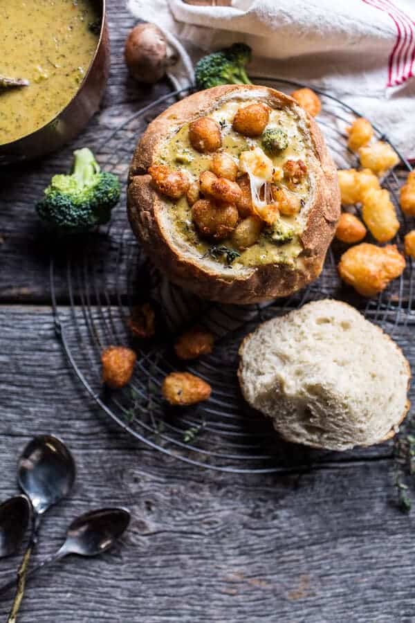 Broccoli Cheddar Soup with Fried Cheese Curds | halfbakedharvest.com @hbharvest