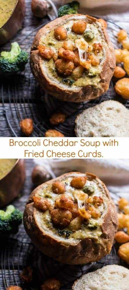 Broccoli Cheddar Soup with Fried Cheese Curds | halfbakedharvest.com @hbharvest