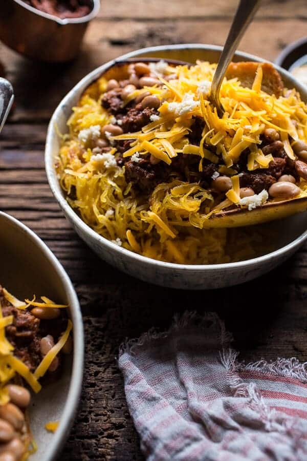 Cincinnati Chili Stuffed Spaghetti Squash | halfbakedharvest.com @hbharvest