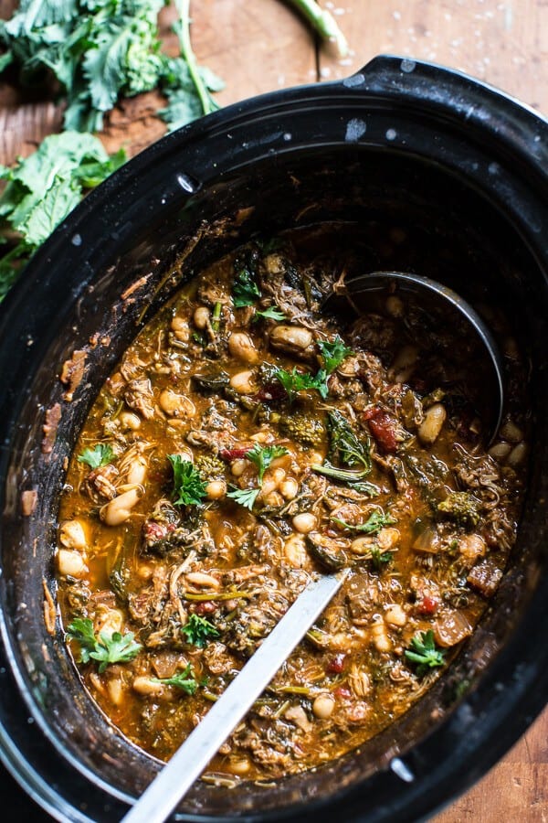 Crockpot Italian Chicken and Broccoli Rabe Chili | halfbakedharvest.com @hbharvest