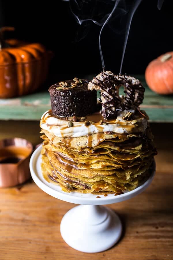 Pumpkin Nutella Crepe Cake | halfbakedharvest.com @hbharvest