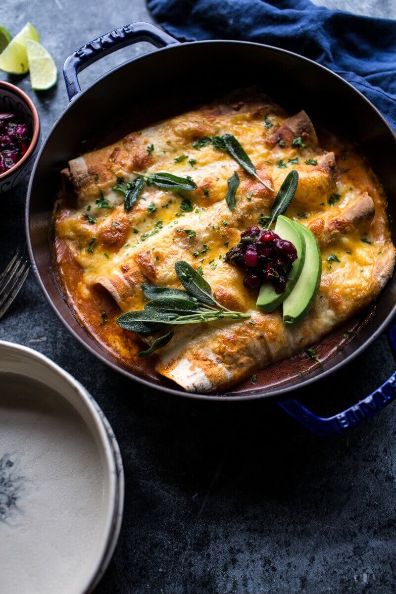Green Chile Butternut Squash and Turkey Enchiladas with Crispy Sage | halfbakedharvest.com @hbharvest