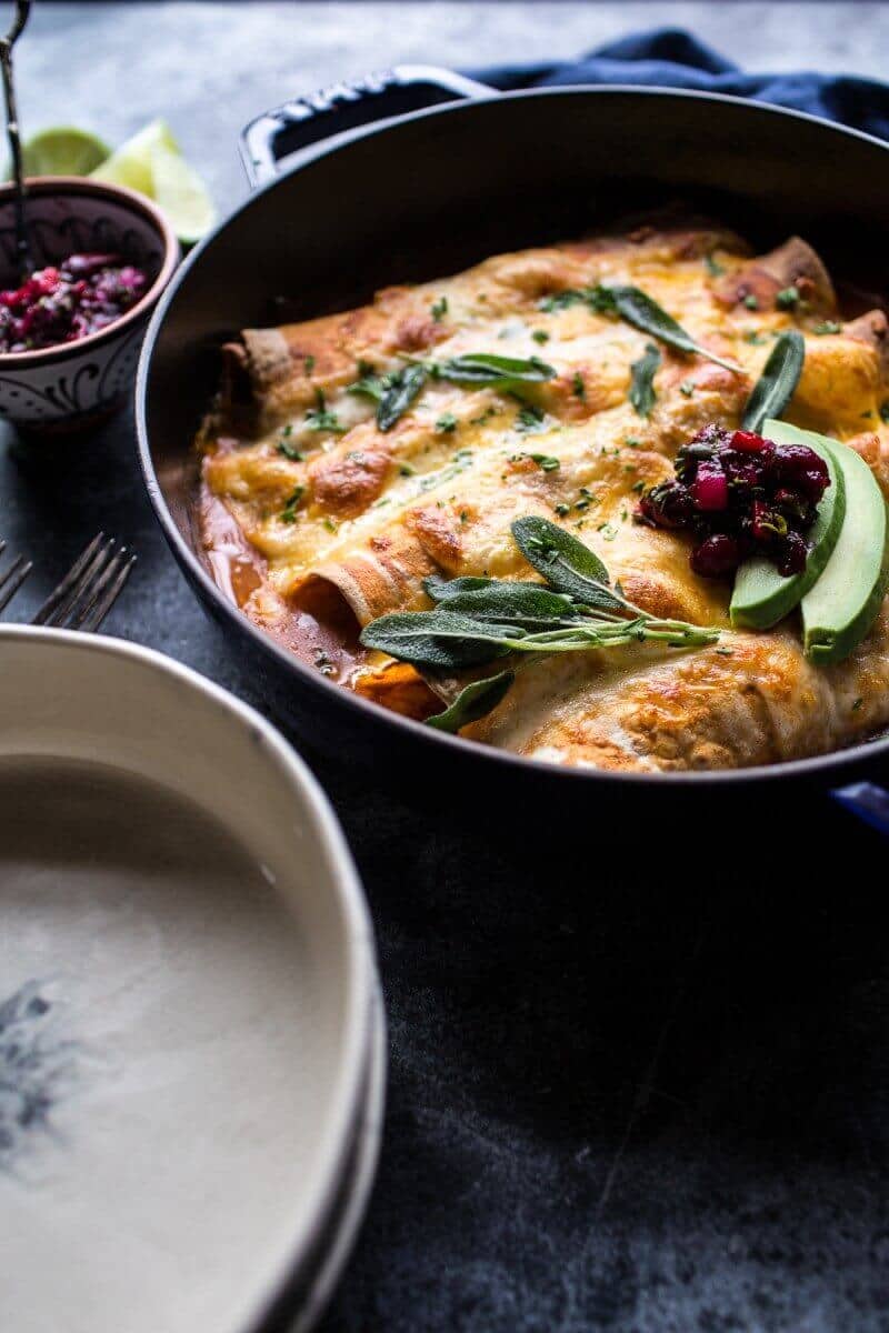 Green Chile Butternut Squash and Turkey Enchiladas with Crispy Sage | halfbakedharvest.com @hbharvest