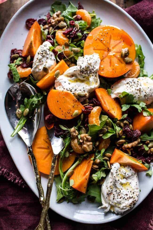 Harvest Cranberry, Persimmon and Burrata Salad | halfbakedharvest.com @hbharvest