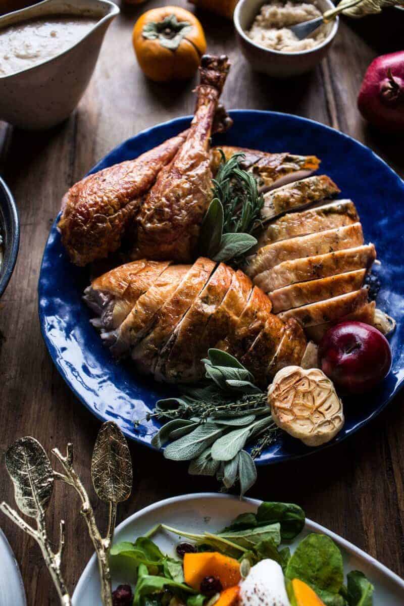 Herb and Butter Roasted Turkey with White Wine Pan Gravy | halfbakedharvest.com @hbharvest