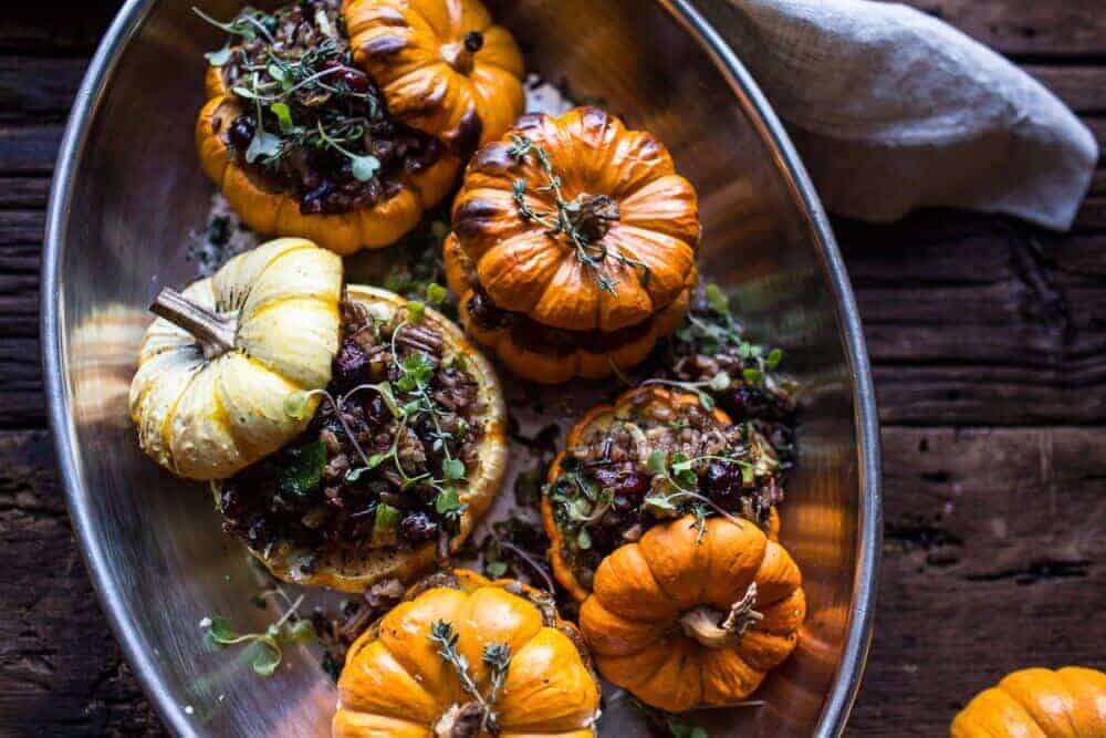 Nutty Wild Rice and Shredded Brussels Sprout Stuffed Mini Pumpkins | halfbakedharvest.com @hbharvest
