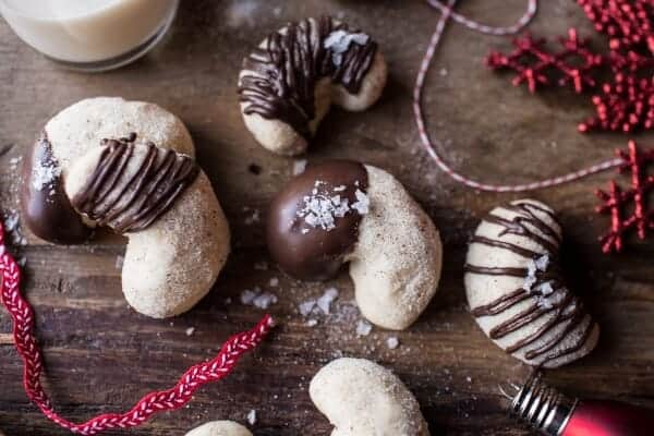 Chocolate Dipped Vanilla Bean Cashew Crescent Cookies | halfbakedharvest.com @hbharvest