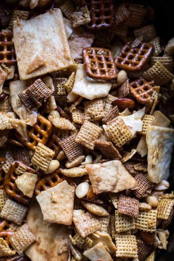 Easy Crockpot (Christmas Eve) Chex Mix | halfbakedharvest.com @hbharvest