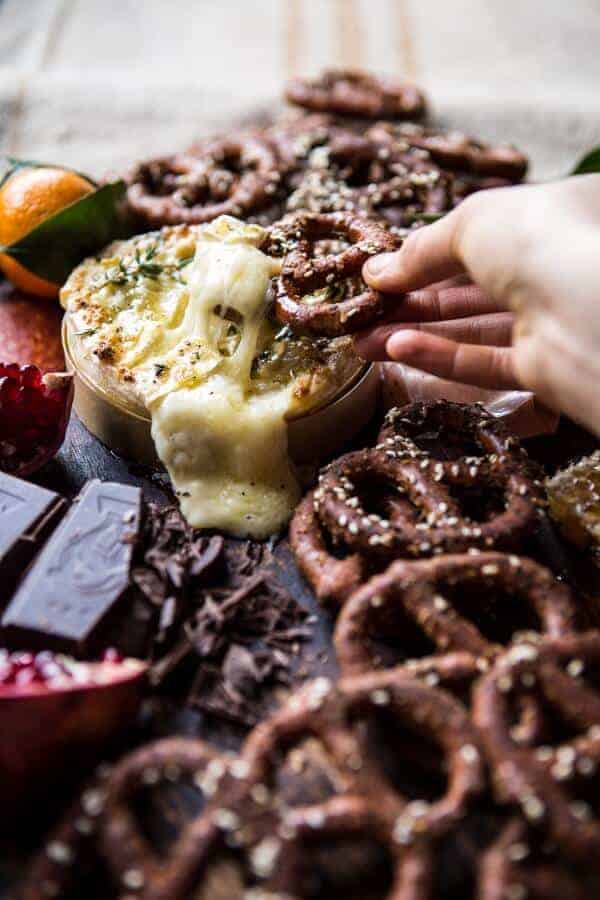 Honey Baked Brie with Seasoned Pretzels (EASY CHRISTMAS APPETIZER) | halfbakedharvest.com @hbharvest