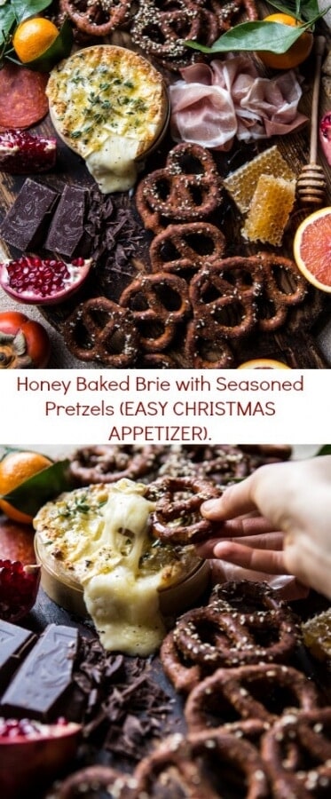 Honey Baked Brie with Seasoned Pretzels (EASY CHRISTMAS APPETIZER) | halfbakedharvest.com @hbharvest